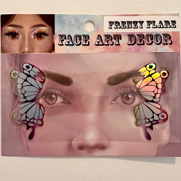 Butterfly Face Sticker. Fairy Costume Accessory. Holographic Foil Rainbow Colors