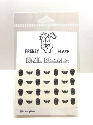 Nail Decals Skull and Moth. Great gift for nail art lovers
