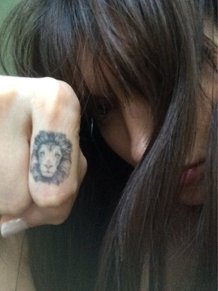Lion Temporary Tattoo. Lion Head Knuckle Tattoos. Different Sizes
