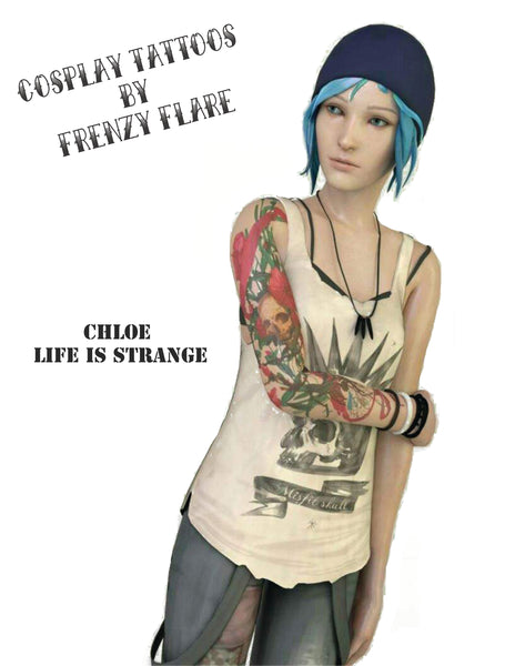 Chloe Price Life is Strange Temporary Tattoos for Cosplayers Custom Made