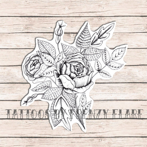 Rose Bouquet Temporary Tattoo